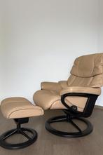 Design Fauteuil Stressless Incl. Voetenbank, Huis en Inrichting, Fauteuils, Ophalen, Metaal, 75 tot 100 cm, 75 tot 100 cm