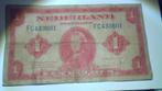 2 Bankbiljetten 1 gulden1943 Wilhelmina/10 Gulden Bankbiljet, Série, Envoi, 1 florin