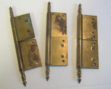 3 antieke koperen scharnieren