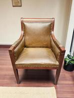 Art Deco fauteuil van leer en hout, Antiek en Kunst, Ophalen