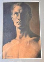 Mooie tekening man portret Firmin Baes 1899 kunst Belgie, Ophalen of Verzenden