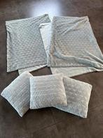 Set 2 fleece dekens + 3 kussens, Huis en Inrichting, Ophalen of Verzenden, Zo goed als nieuw