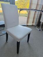 4 witte stoffen eetstoelen, Ophalen, Hout, Gebruikt, Wit