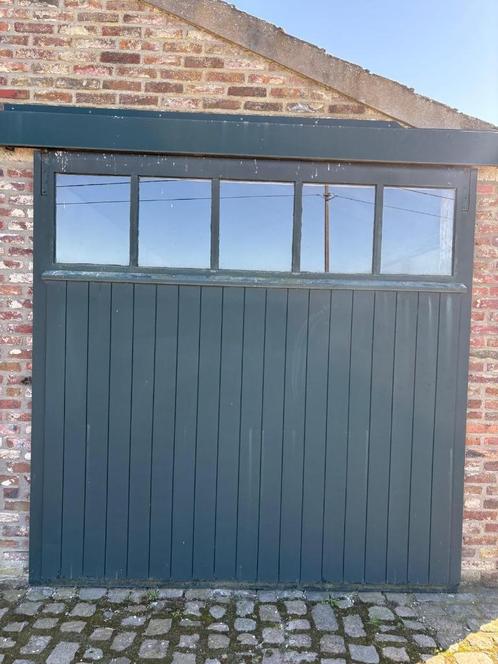Hardhouten schuifpoort, Doe-het-zelf en Bouw, Raamkozijnen en Schuifdeuren, Zo goed als nieuw, Inclusief glas, Ophalen