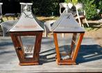 2 prachtige houten lantarens 29.50 per stuk., Ophalen, Gebruikt, Bruin, Kandelaar