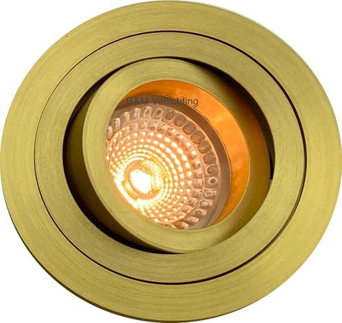 LED inbouwspot rond goud dim-to-warm voor volle plafonds, Huis en Inrichting, Lampen | Plafondlampen, Nieuw, Metaal, Verzenden