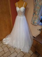 Robe de mariée blanche T38, bonnets 75B-hanche 86cm-L 150cm, Ophalen of Verzenden, Zo goed als nieuw, Wit, Trouwjurk