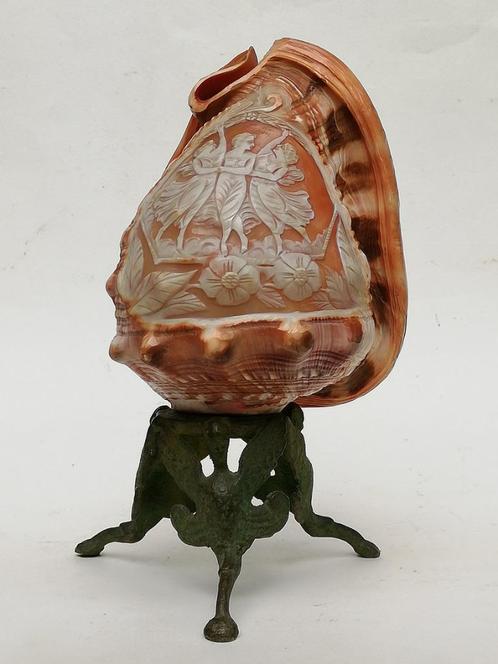 Belle lampe camée coquillage - 3 Grâces - Italie - c. 1930, Antiquités & Art, Curiosités & Brocante, Enlèvement ou Envoi