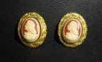 Echte vintage clip-on oorbellen met cameo / camee, Ophalen of Verzenden, Gebruikt