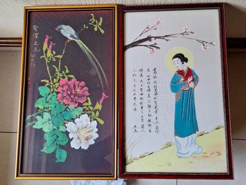 2 Chinese schilderijen op zijde