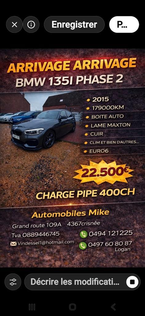 Bmw 135i phase2 2015 400ch, Autos, BMW, Entreprise, Cuir, Enlèvement