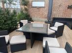 WICKER TUINTAFEL + STOELEN +KUSSENS - goede staat, Tuin en Terras, Ophalen, Gebruikt, 8 zitplaatsen, Wicker