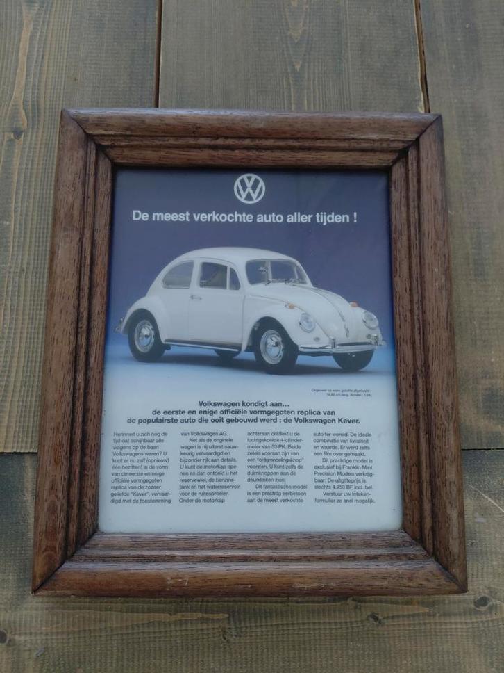 Kader met oude reclame VW kever, Verzamelen, Merken en Reclamevoorwerpen, Ophalen of Verzenden