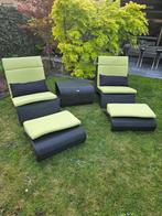 Set relaxzetels + tafeltje, Jardin & Terrasse, Ensembles de jardin, Chaise, 2 places, Enlèvement, Utilisé