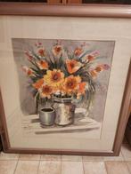 Mooie kader met bloemen geschilderd op zijde, Ophalen, Zo goed als nieuw