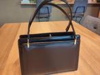 Vintage lederen handtas, Handtassen en Accessoires, Tassen | Damestassen, Ophalen, Zo goed als nieuw, Zwart, Handtas