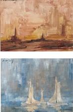 Renée Kempen (1914-2002) - "Herfststorm" en "Zeilboten", Antiek en Kunst, Kunst | Schilderijen | Klassiek, Ophalen of Verzenden