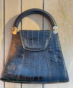 Sac à main vintage cuir embossé, années 50/60, initiale JS, Enlèvement ou Envoi, Utilisé