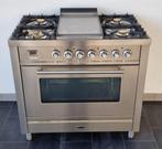 ️☘️ Poêle Boretti de luxe 90 cm en acier inoxydable + plaque, Electroménager, Cuisinières, Comme neuf, 5 zones de cuisson ou plus