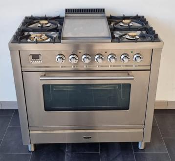 ️☘️ Poêle Boretti de luxe 90 cm en acier inoxydable + plaque, Gaz, Classe énergétique A ou plus économe, Enlèvement ou Envoi, Comme neuf