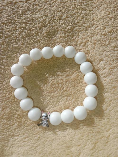 Armband - agaat en zilver wasbeer, Bijoux, Sacs & Beauté, Bracelets, Neuf, Argent, Blanc, Avec bracelets à breloques ou perles