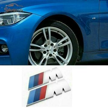 2x Bmw M power spatbord zijlogos>zwart/zilver 45 mm x 15 mm beschikbaar voor biedingen