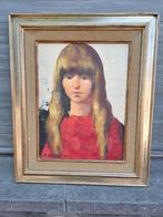 huile sur panneau jeune fille signe marcel delmotte, Antiquités & Art, Enlèvement ou Envoi