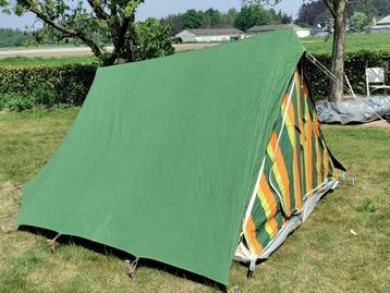 Kampeertent Groen volledig Katoen merk Pouch 2 p compleet, Caravans en Kamperen, Tenten, Ophalen, Gebruikt