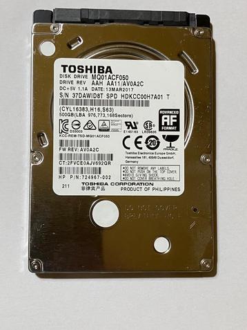 Toshiba 500 GB SATA-harde schijf voor laptops beschikbaar voor biedingen