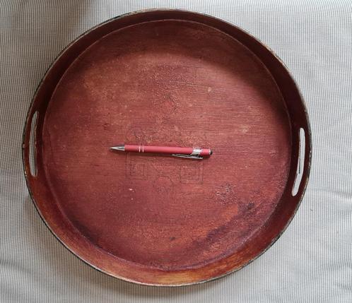 Vintage tôle dienblad uit UK, Huis en Inrichting, Woonaccessoires | Dienbladen, Gebruikt, Metaal, Rond, Ophalen of Verzenden