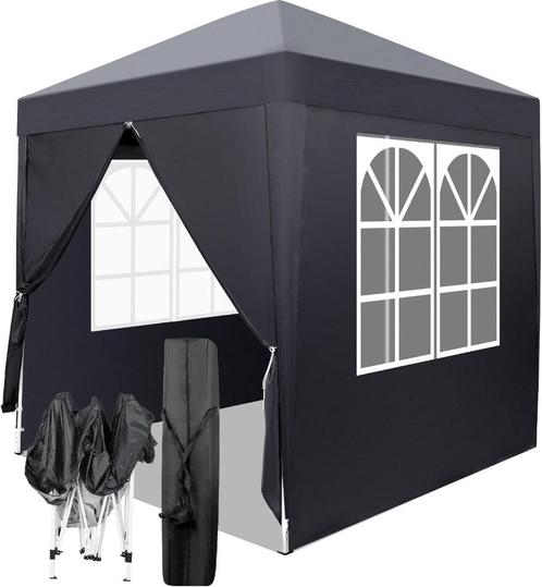 Sterke Easy-Up Familie Vouwtent 2x2m Gehard Staal.Zwart, Caravans en Kamperen, Mobilhome-accessoires, Nieuw, Ophalen of Verzenden