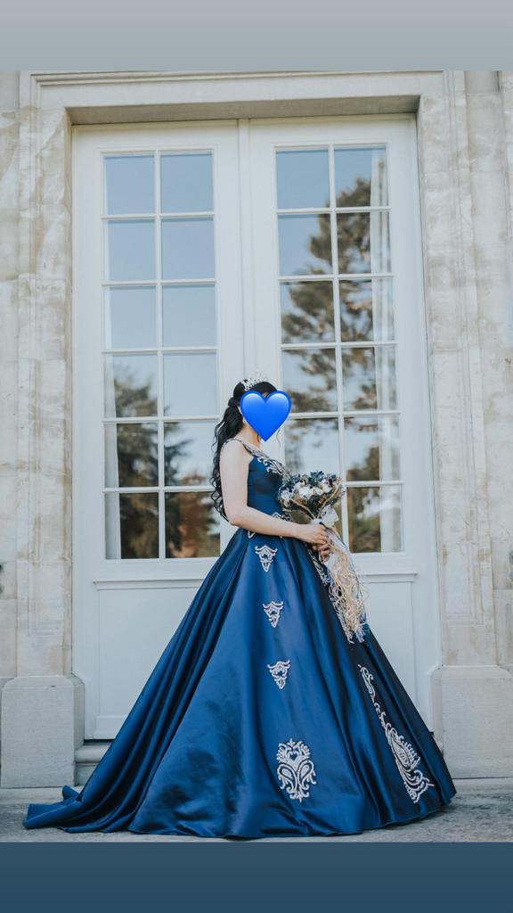 Prachtige koningsblauwe avondjurk (38), Kleding | Dames, Trouwkleding en Trouwaccessoires, Zo goed als nieuw, Trouwjurk, Blauw