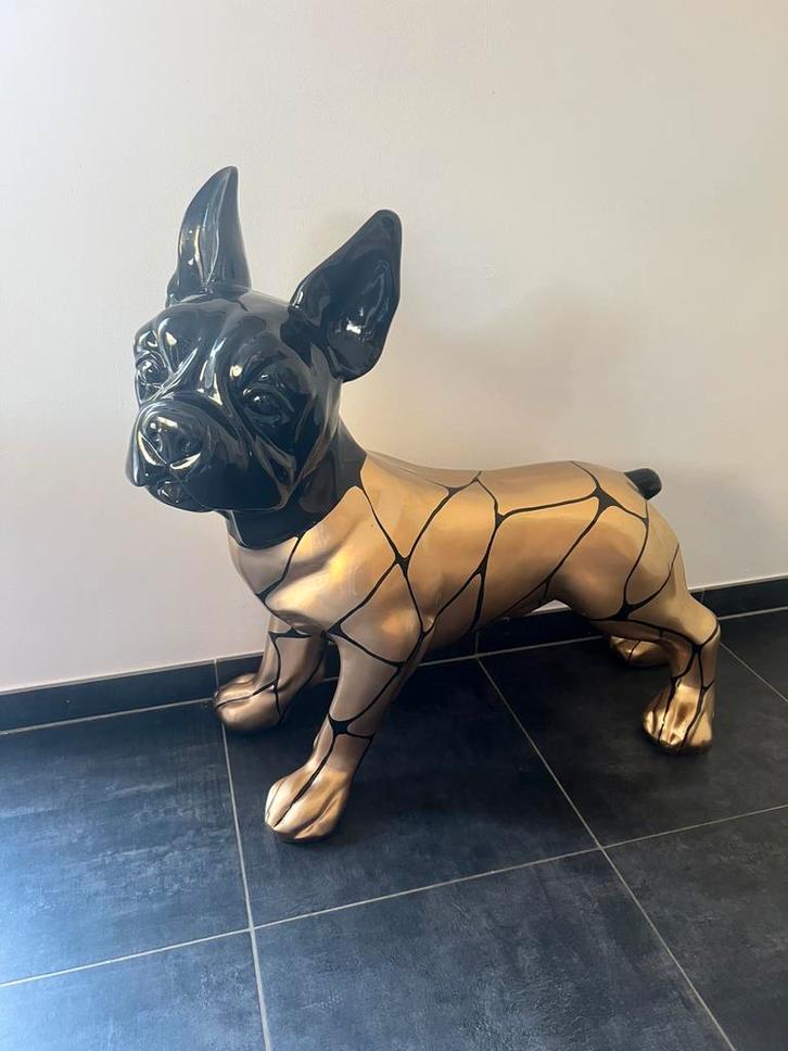 Franse Bulldog Beeld, Tuin en Terras, Tuinbeelden, Gebruikt, Dierenbeeld, Kunststof, Ophalen