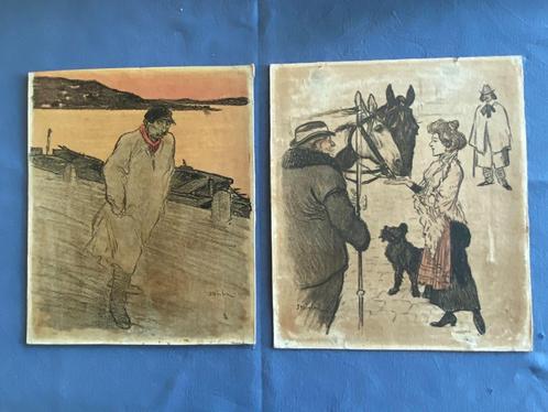 T.A. Steinlen (1859-1923) Twee Prenten: (1900), Antiek en Kunst, Kunst | Litho's en Zeefdrukken, Ophalen of Verzenden