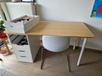 Bureau met ladeblok - IKEA Anfallare Alex bamboe blad 140x65, Maison & Meubles, Comme neuf, Enlèvement, Bureau
