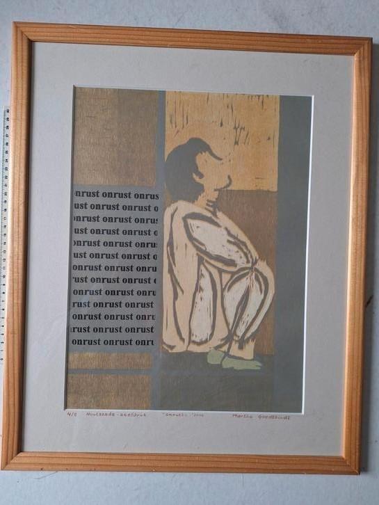 KOOPJE Gemengde techniek van Marthe Goedtkindt Onrust 2006, Antiek en Kunst, Kunst | Litho's en Zeefdrukken, Ophalen
