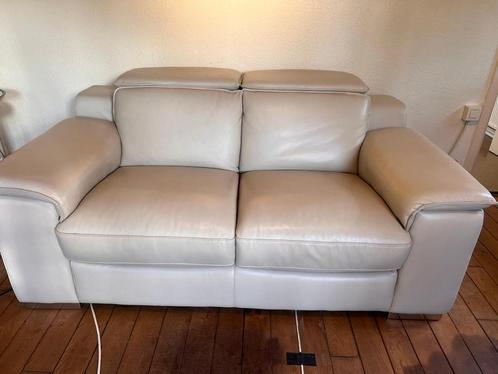 2 Beige Lederen zetels - merk Muse, Huis en Inrichting, Zetels | Zetels, Zo goed als nieuw, Rechte bank, Tweepersoons, Leer, Ophalen
