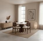 Stijlvolle eetkamerset met travertin look, Huis en Inrichting, Tafels | Eettafels, 50 tot 100 cm, Japandi Stijl, Rond, Nieuw