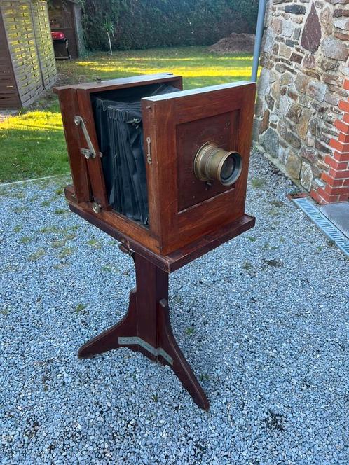 Zeldzame antieke camera op statief, Verzamelen, Foto-apparatuur en Filmapparatuur, Fototoestel, Voor 1940, Ophalen of Verzenden