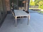 tuinset RVS met natuursteenblad en textileen stoelen, Ophalen, 4 zitplaatsen, Textileen, Zo goed als nieuw