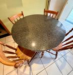 Ronde tafel met granieten blad + 5 stoelen, Quatre personnes, Rond, 100 à 150 cm, Enlèvement