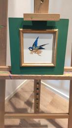 Klein schilderijtje met handgetekende vogel op tegel., Antiek en Kunst, Antiek | Keramiek en Aardewerk, Ophalen of Verzenden