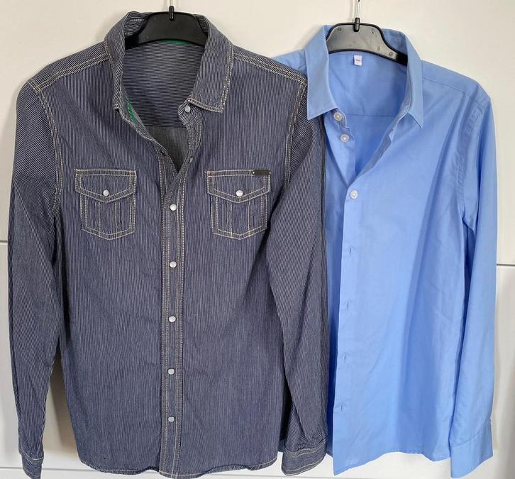 Lot de 2 chemises garçon – 152 cm (12 A) – Okaïdi & C&A, Kinderen en Baby's, Kinderkleding | Maat 152, Zo goed als nieuw, Jongen