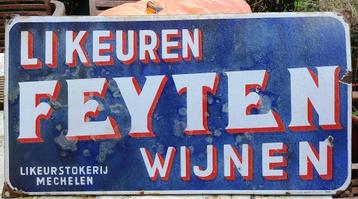 Vintage reclamebord Likeurstokerij FEYTEN Mechelen beschikbaar voor biedingen