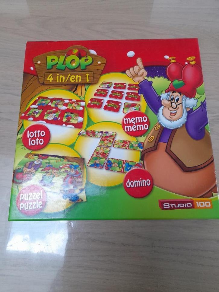 Kabouter Plop 4 in 1 Speldoos, Hobby en Vrije tijd, Gezelschapsspellen | Bordspellen, Zo goed als nieuw, Ophalen