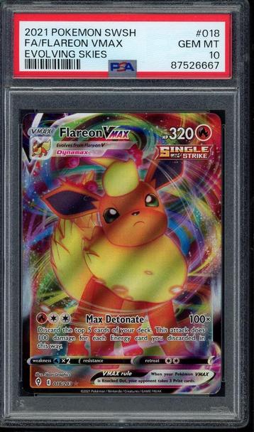 Flareon VMAX PSA 10 - 18/203 - Evolving Skies 2021, Envoi, Comme neuf, Cartes en vrac