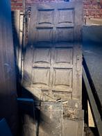 Vintage volhouten buitendeur, Ophalen, Gebruikt, 80 tot 100 cm, 215 cm of meer