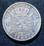 1 frank FR 1867 - Leopold II, Postzegels en Munten, Verzenden, Zilver, Losse munt, Zilver