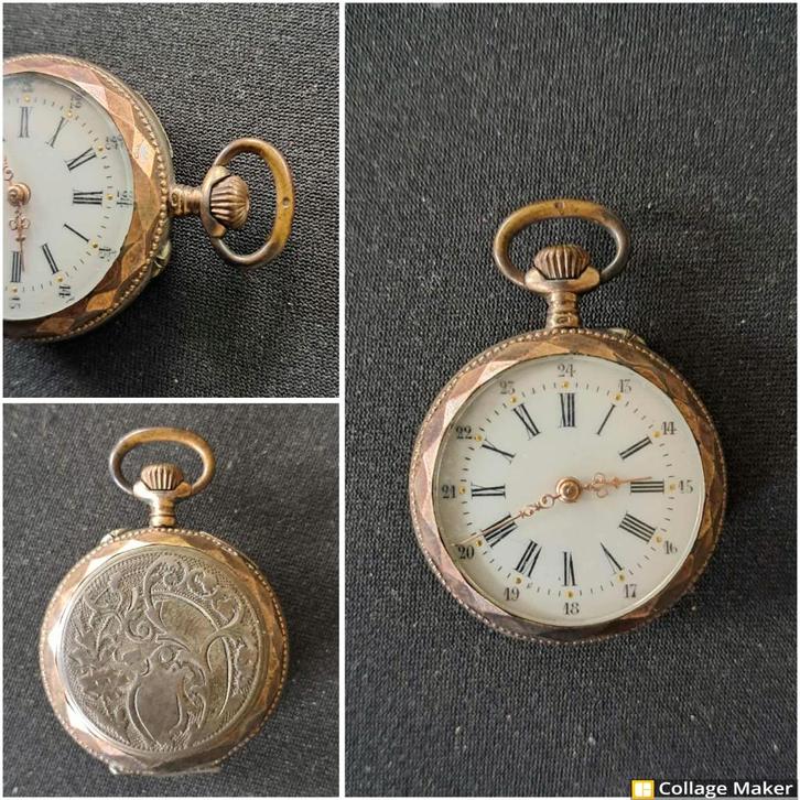 Antieke Zakhorloge met fijn gravurewerk, Handtassen en Accessoires, Horloges | Antiek, Zakhorloge, Onbekend, Ophalen of Verzenden