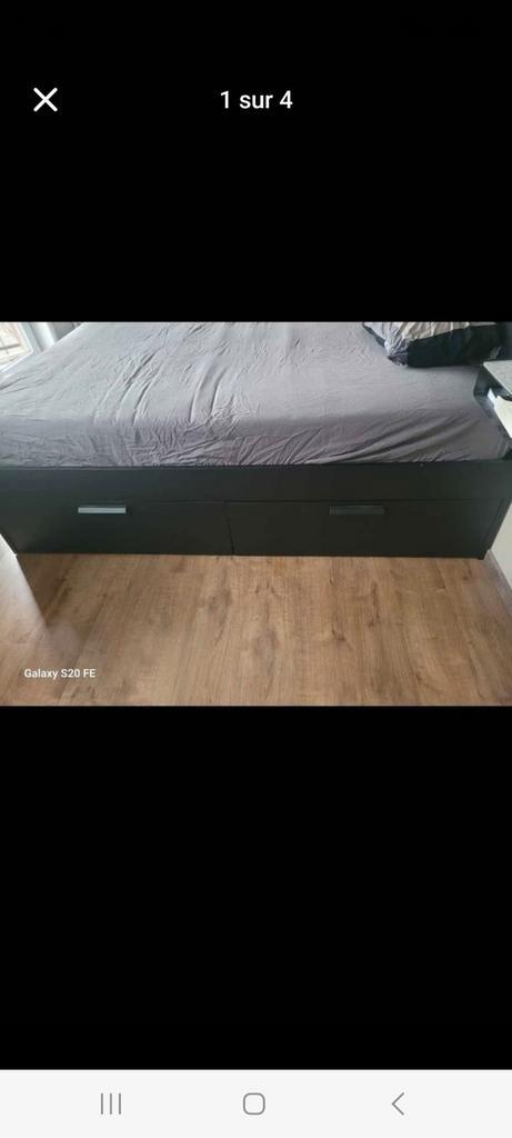 Lit ikea, Huis en Inrichting, Slaapkamer | Boxsprings, Gebruikt, Wit, Zwart, Ophalen